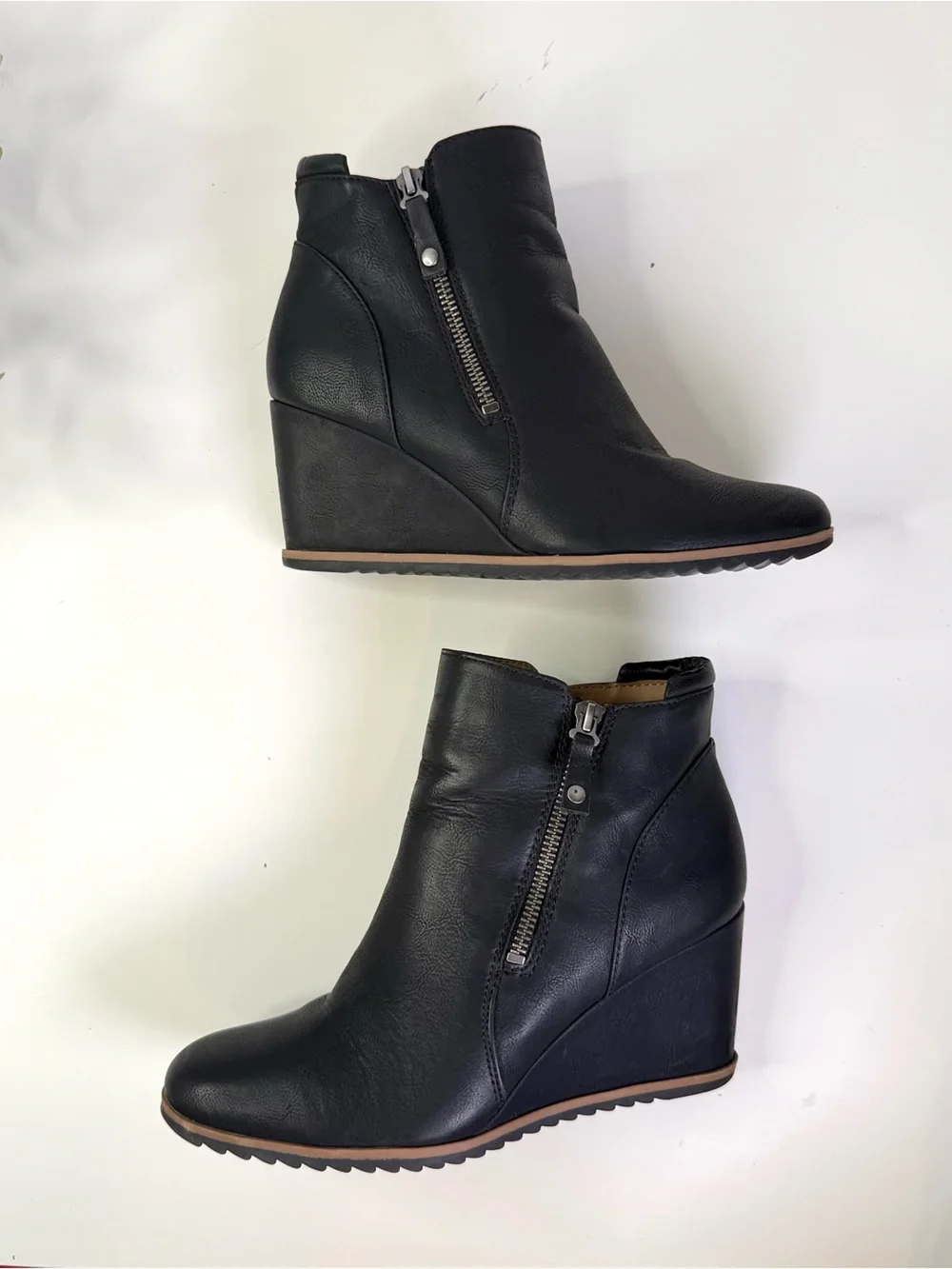 SOUL Naturalizer Haley Boot Women's Black Wedge Ankle Booties with Side Zip